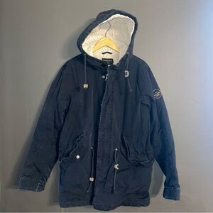 Men’s Quiksilver Black Hooded Military Jacket